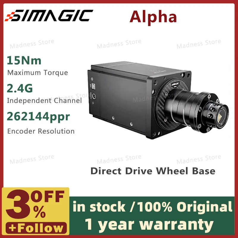 Simagic Alpha Direct Drive Wheelbase New gen CPU Architecture with a real-time processor 40Khz response rate 3rd Gen filter