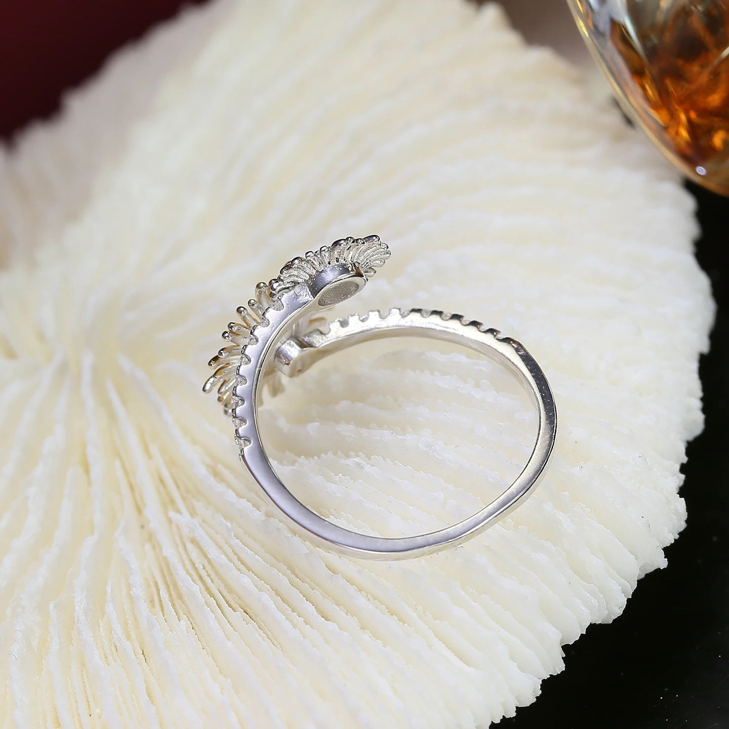 S925 Sterling Silver Adjustable Finger Ring Mountings Base Setting Findings Jewelry Mount Accessories for 4-6mm Pearls