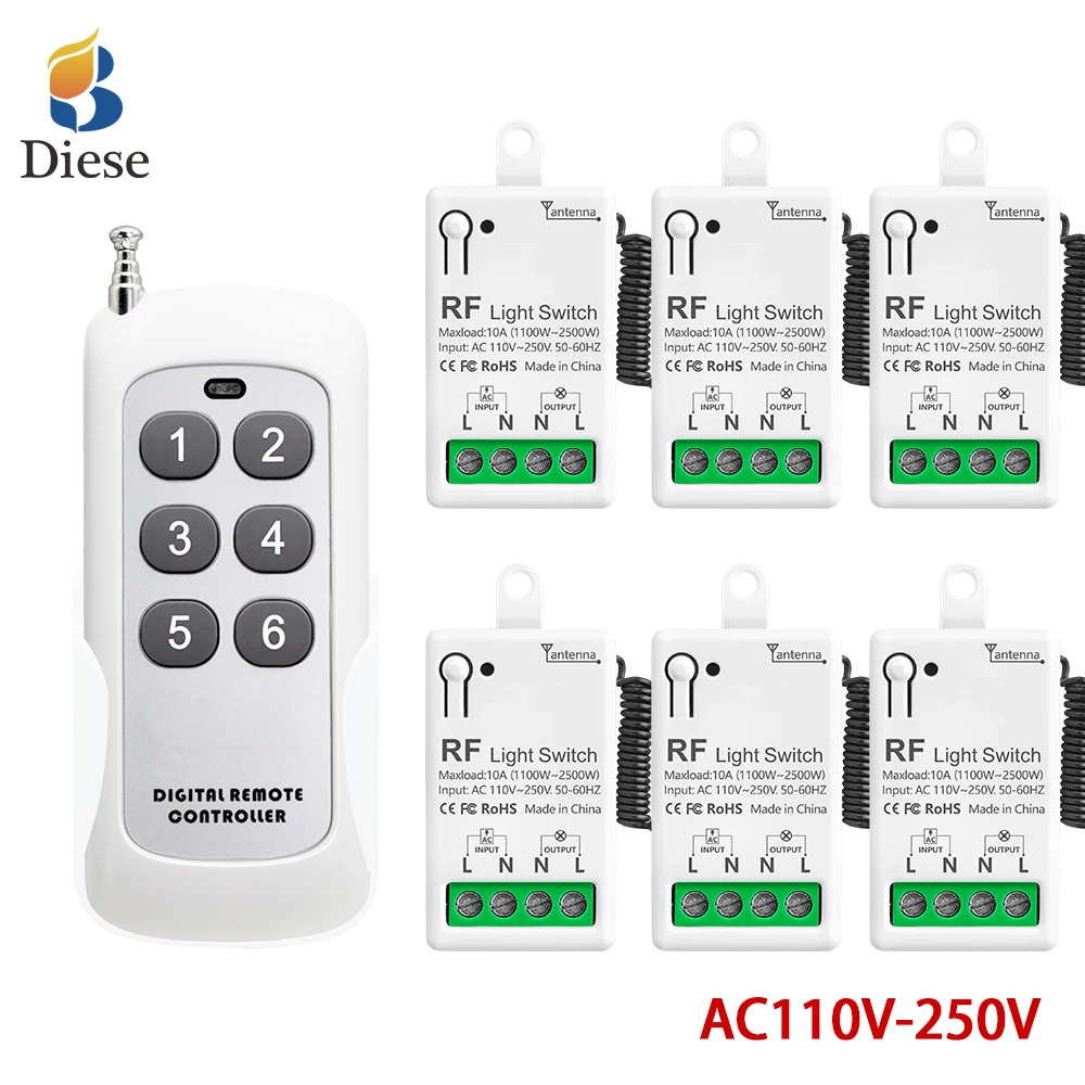 RF433Mhz Universal Wireless Remote Control Light Switch AC110V 220V 10A 500M Relay Mini Module Transmitter for Lamp Fan LED