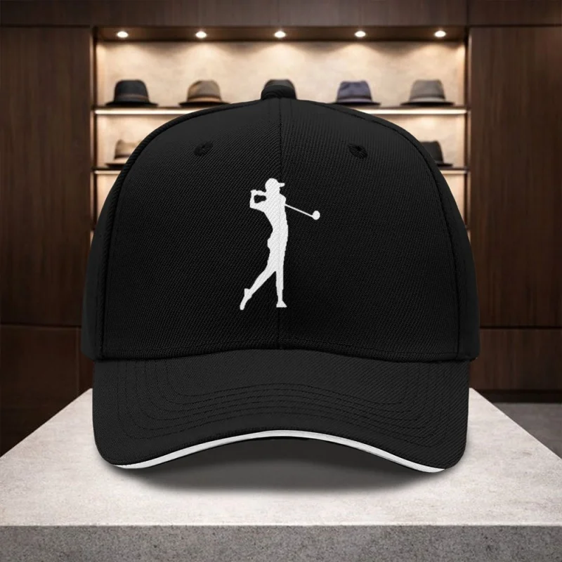 Golf Swing Design Adjustable Baseball Cap for Men and Women, Casual Dad Hat, All-Season Headwear, Multiple Colors