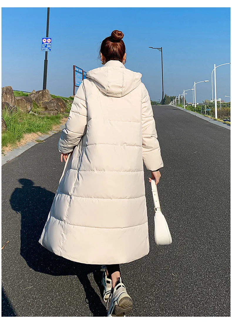 British style winter coat women\'s winter lengthened 2022 new loose Korean style thickened over-the-knee long cotton coat