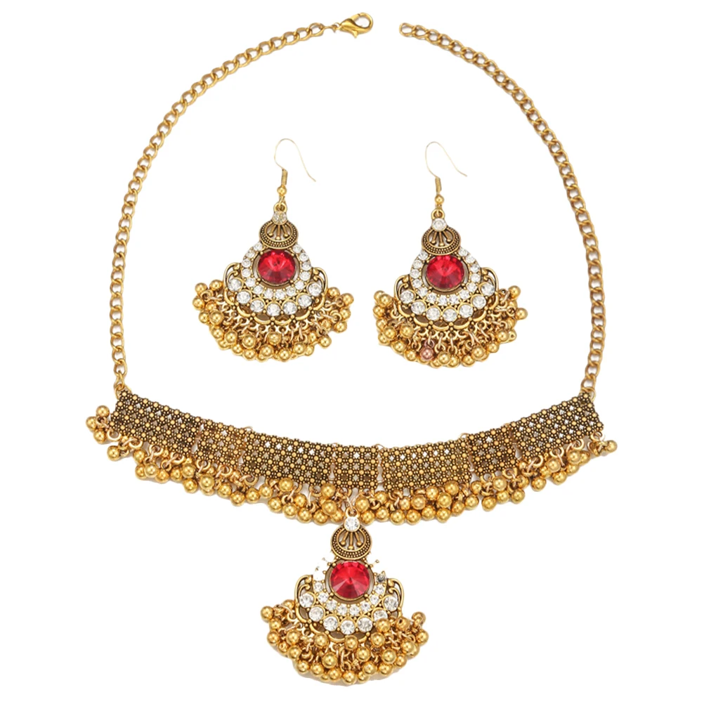 

Retro Clavicle Necklace Alloy Dangle Earrings Women Jewelry Set Trendy Chokers Pendant Necklaces Evening Party Wedding Gift