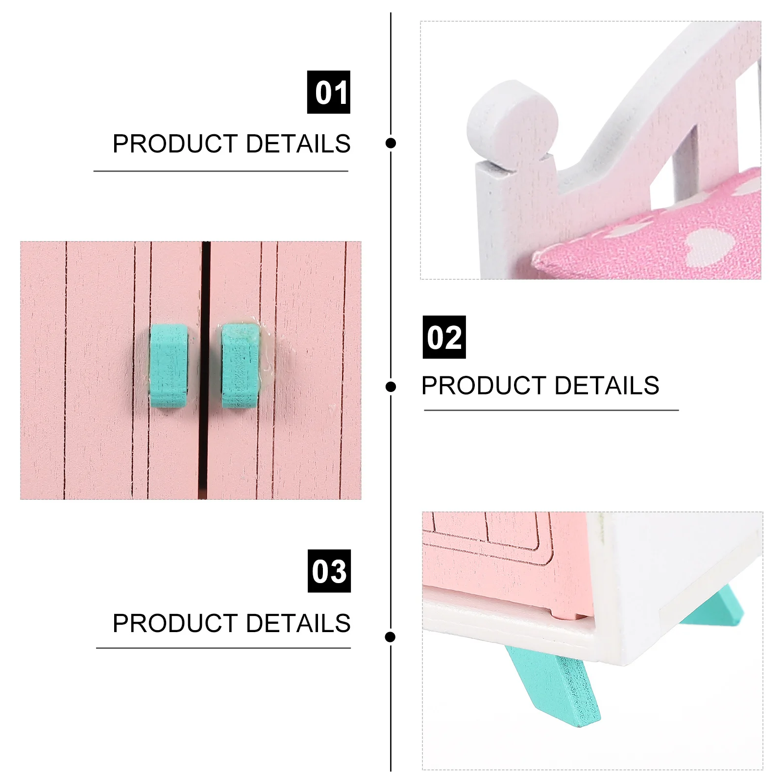 1Set Mini Meubels Poppenhuis Slaapkamer Set Bed Garderobe Elegant Design Poppenhuis Accessoires Miniatuur Meubels