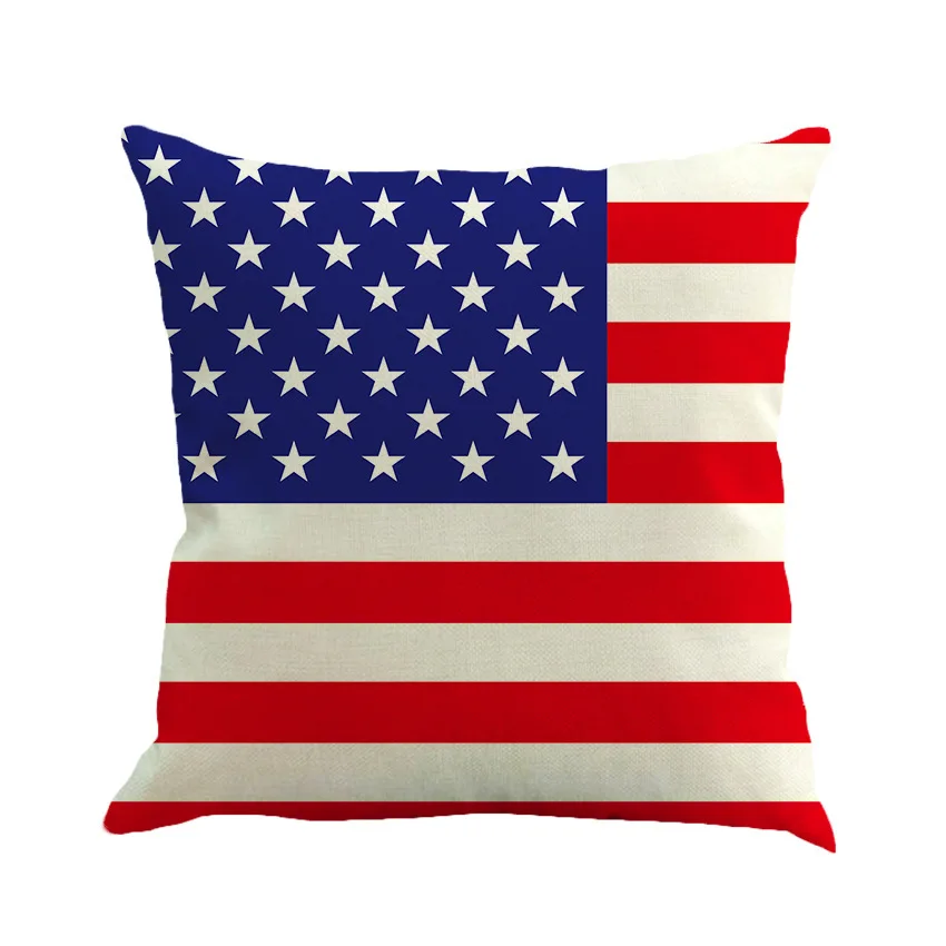 Encantadora funda de cojín de lino y algodón con bandera de los Estados Unidos de América, 45x45cm, funda de almohada para la cintura, para sala de estar, silla, sofá, decoración del hogar