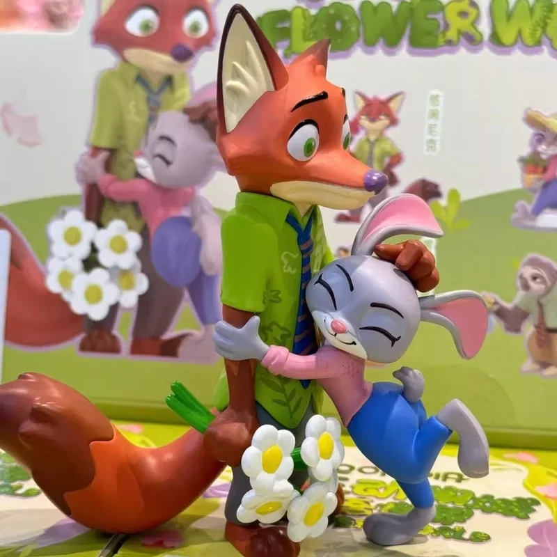 صندوق ديزني زوتوبيا فلورال وورلد أعمى، شخصيات جودي آند نيك فلاور، هدية ديكور مكتب لطيفة، ديكور مكتب رسمي قابل للجمع #2