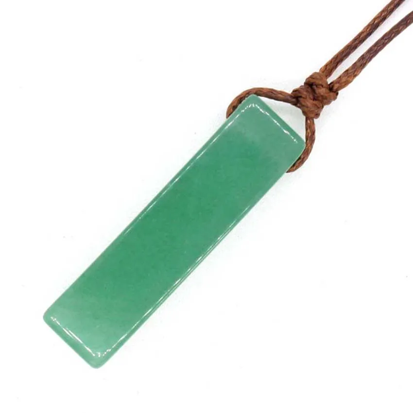 Crystal Cuboid Pendant Natural Amethyst Lapis Lazuli Green Aventurine Quartz Stone Pendant Adjustable Rope Chain Women Necklace