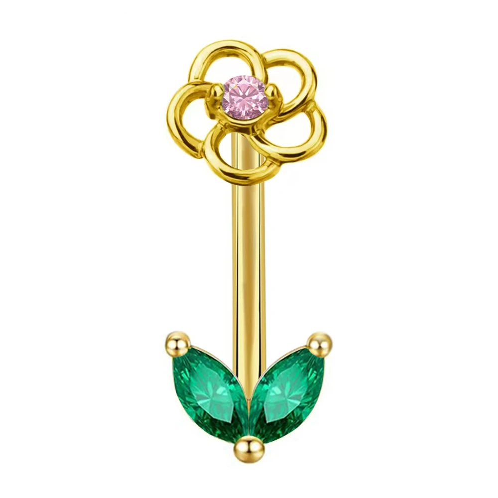 Flower Leave Rook  piercing Earring 16G CZ Eyebrow Ring Ear Cartilage Tragus Helix Curved barbell Wholesale Body  Jewelry