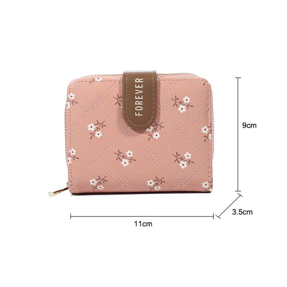 Fashion Women's Wallet Small Fresh Flowers Pattern Short Card Bag Multi-card Slot Card Holder Student Zipper Coin Purse 2024 New