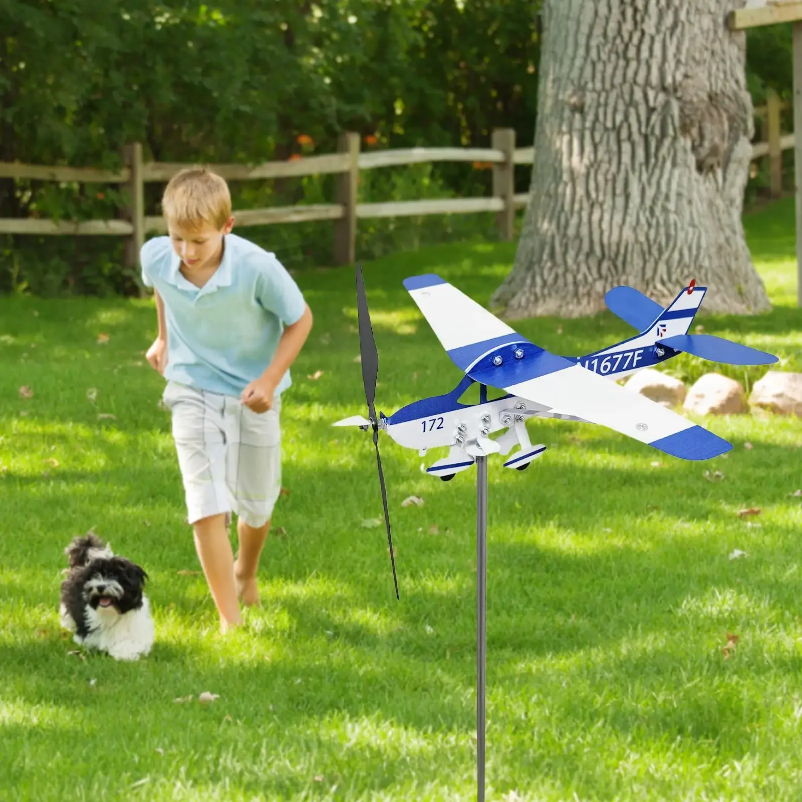 3D Metal Pipe Windmill Wind Direction Compass Weather Vane Garden Decoration Airplane Weathervane Decorative Wind Direction