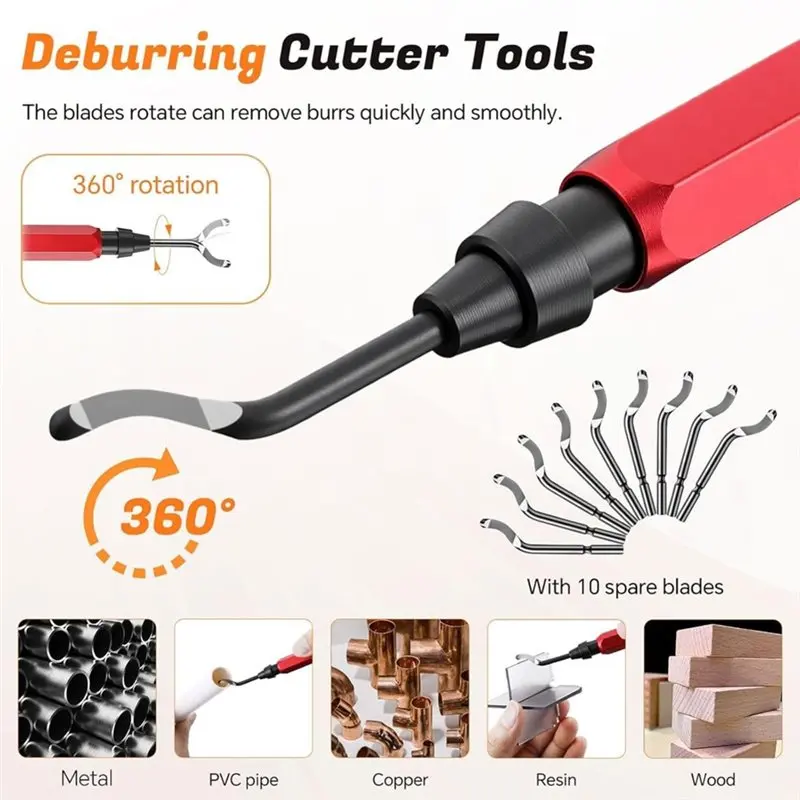 AAAN-Complete 18 Pcs Pipe Cutting Plumbing Tool Kit Includes Reamer, Pipe Depth Gauge& 10 Spare HSS Blades For Copper/PVC PEX/CP
