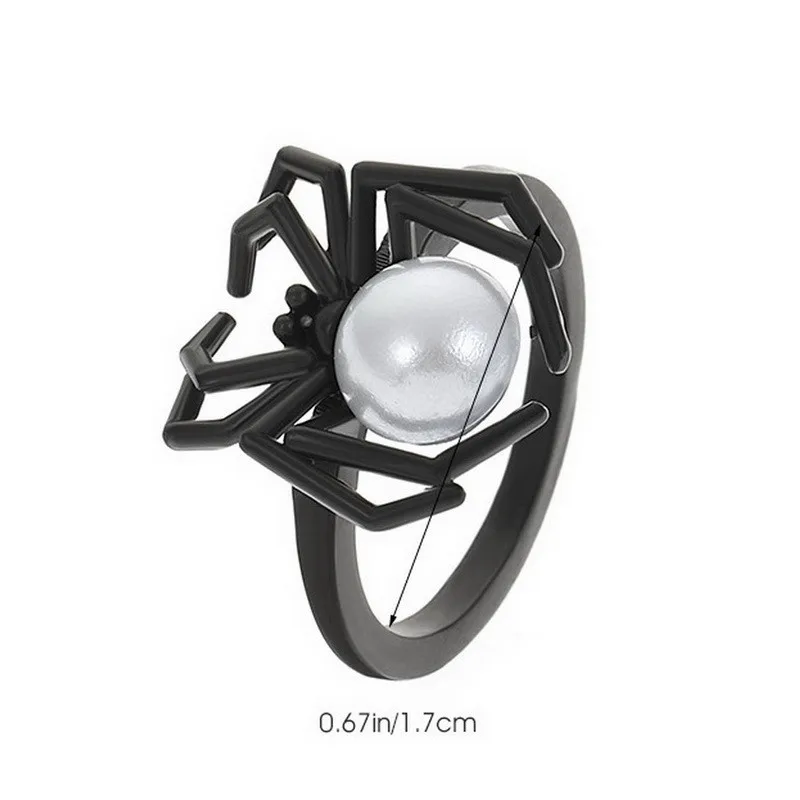 Gothic Punk Unregelmäßige Spinne Öffnung Ring Frauen Männer Mode Zirkon Schwarz Kristall Dark Tier Ring Hip Hop Party Finger Schmuck – Detail 26