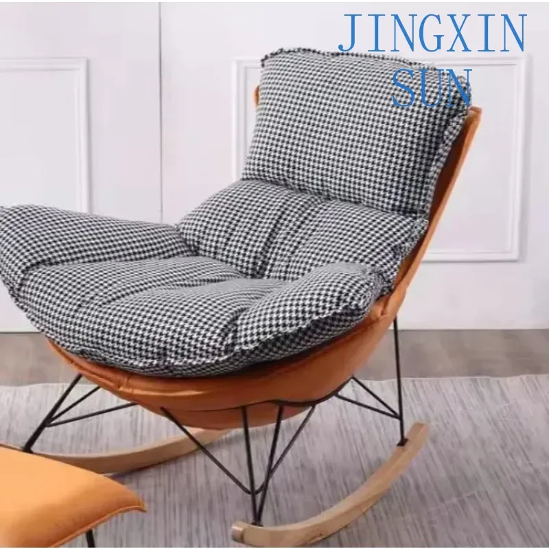 Hot Selling Lamb Wool With Solid Wood Frame Metal Legs Bedroom Accent Chair Rocking Chair