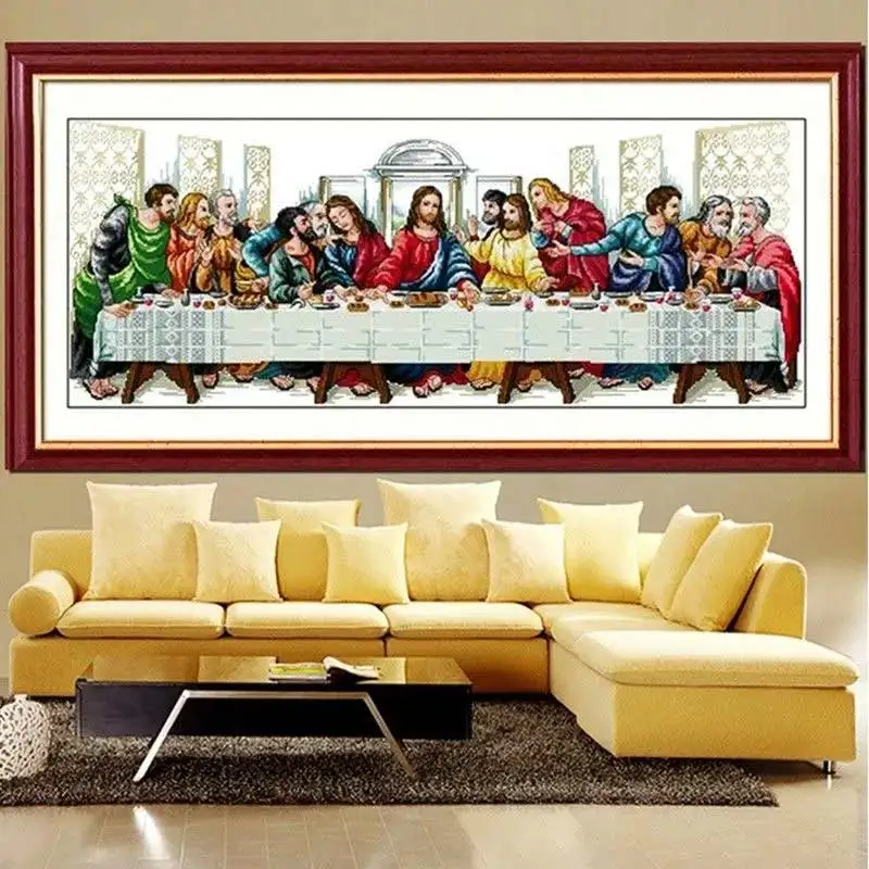 Hand-embroidered Cross Stitch finished  The Last Supper Twelve Apostles Character Living Room Decorative Painting