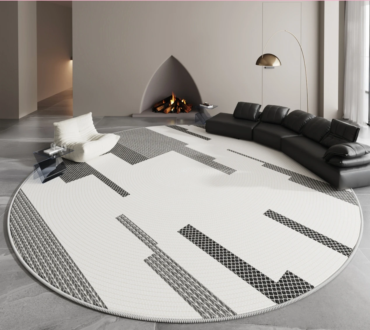 

Cream Round Plush Area Rug – Soft Non-Slip Floor Mat for Bedroom, Hallway, or Cozy Home Spaces