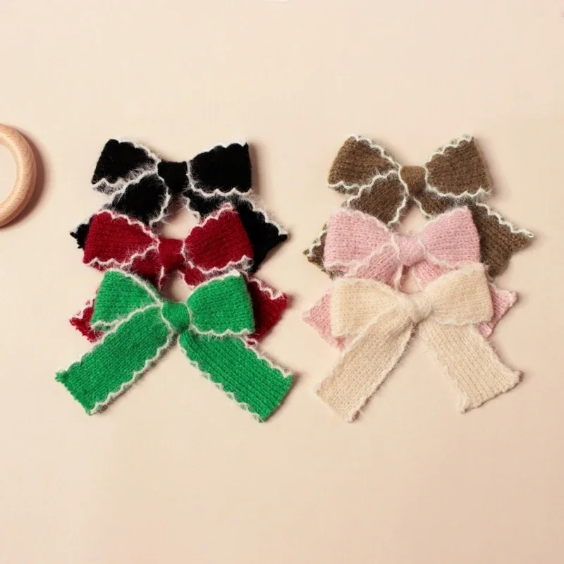 1pcs New Wool Baby Girl Hairpins Bows Hair Clips For Children Hair Pin Barrettes Kids Headwear Hair Accessories