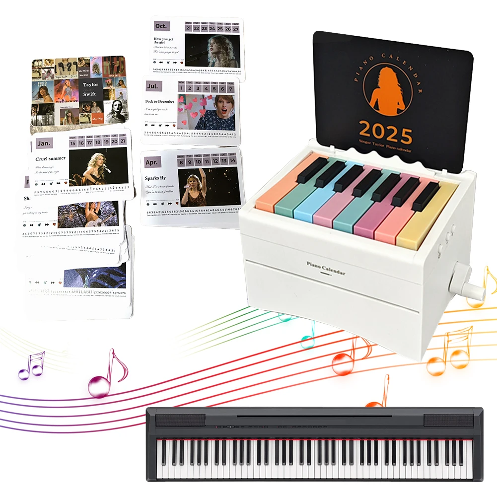 BT Taylor Calendario de piano 2025 Hojas de música Juguete Adornos periféricos de escritorio Calendario de escritorio de piano Mini calendario de piano Regalo para fan