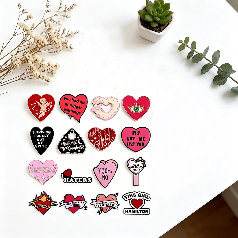 Sassy Heart Slogan Enamel Pin Feminist Sarcastic Quote Lapel Brooches Cute Attitude Badges for Backpacks Jewelry Gift for Women