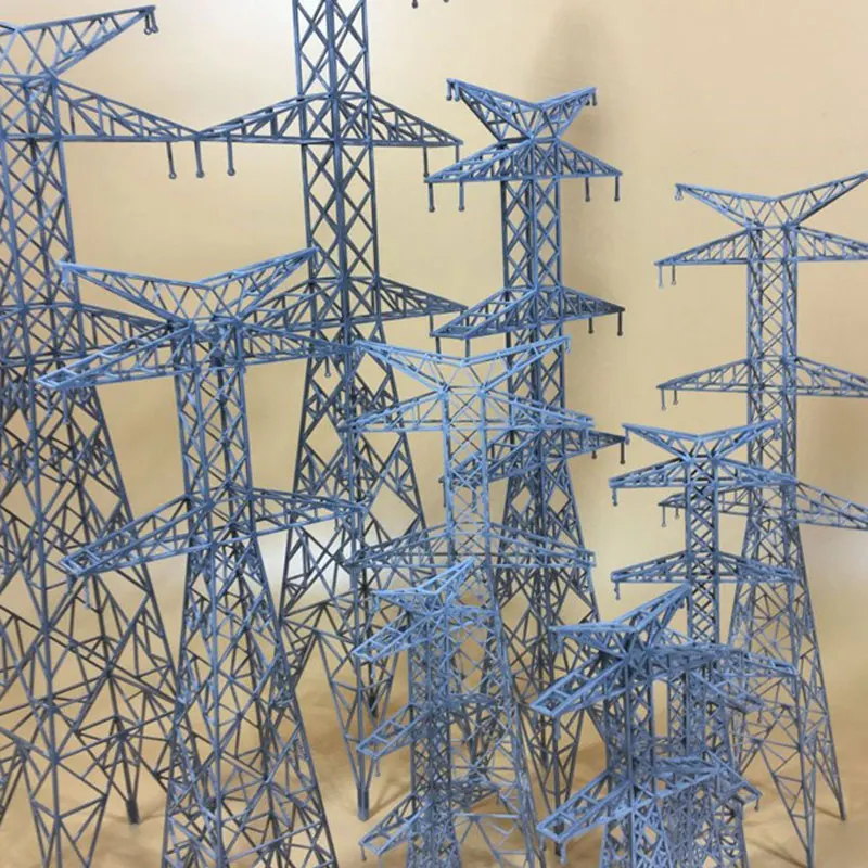 Multiple Scales Building Model Electric Power Tower Building Model Train Scene Miniature Collection Sand Table Landscape