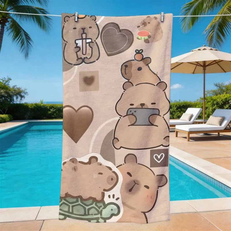 Realistic Watercolor Seashell Starfish Coral Print Large Beach Towel Quick Dry Towel For Coastal Beach Pool Vacation