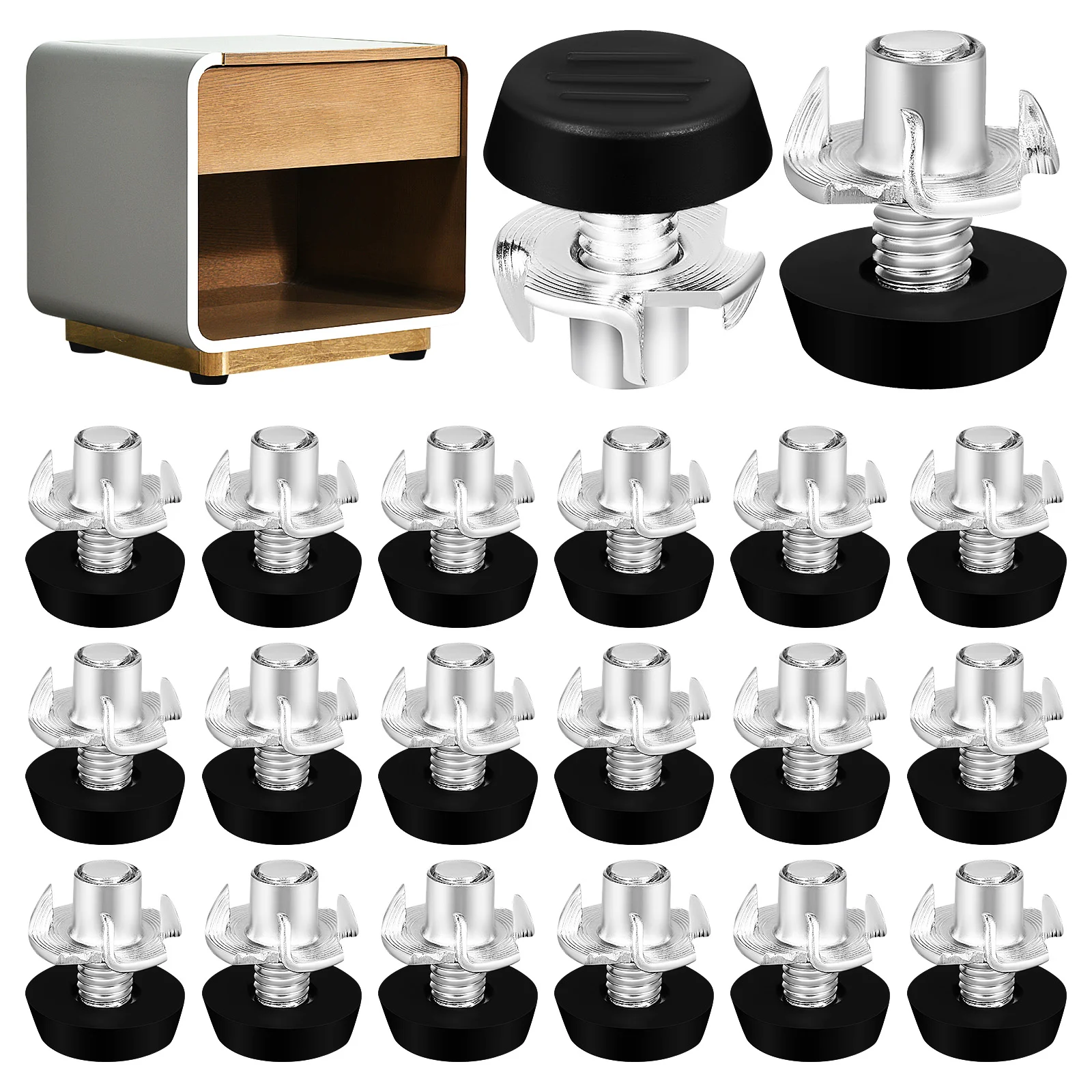 

20 Sets Furniture Adjustment Foot Pad Four-claw Nut Single Table Leg Risers Extender Leveling Threaded