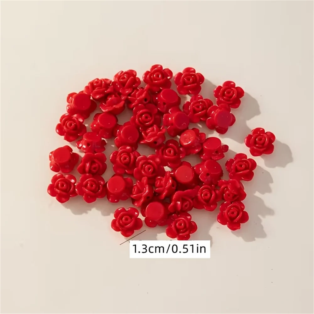 102 Stück 13mm Acryl-Perlen in Volltonrot, können mit Perlenkombinationen kombiniert werden, Deko-Perlen für Valentinstag, Freundschaftsperlen B – Detail 4