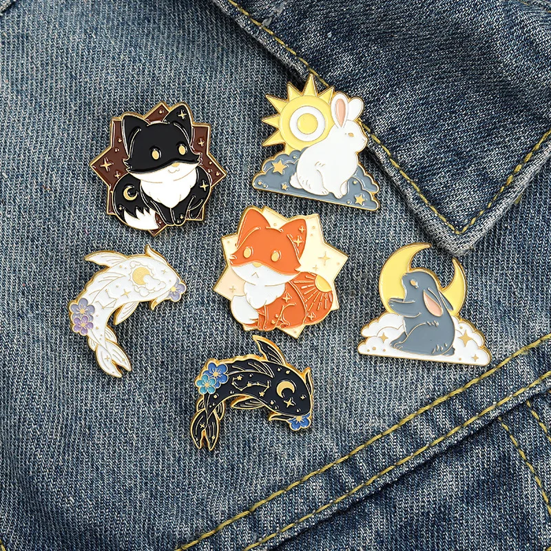 Animal dog rabbit goldfish fish Enamel Pins Brooches Clothing Backpack Lapel Badges Jewelry Accessories decora For unisex gift