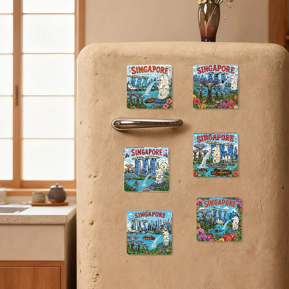 Singapore Art Aesthetics Refrigerator Magnets Cute Cartoon Magnetic Personality Decorations Creative Gifts
