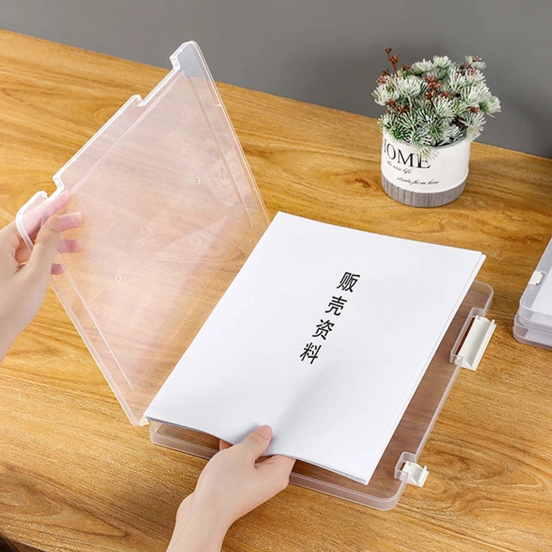 Portable Files Box Clear Storage for Case for Student Teacher Travel Daily Us Dropsale