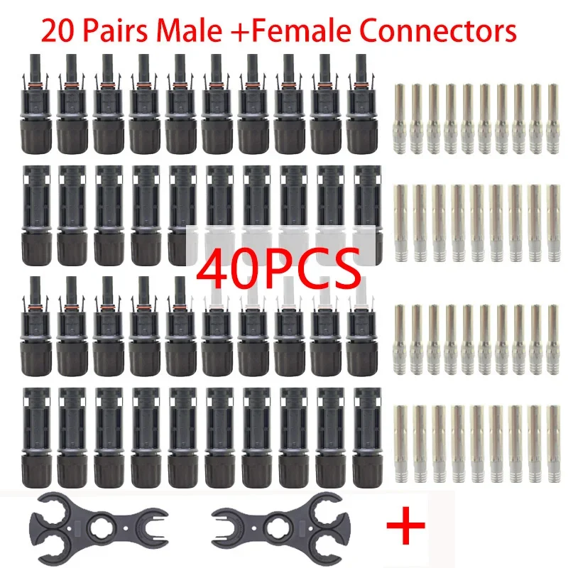 20/40/100 /Pcs/Lot Male and Female PV Connectors Solar Connector 30A 1500V dc IP68 for Solar Cable 2.5mm2 4mm2 6mm2 Connect