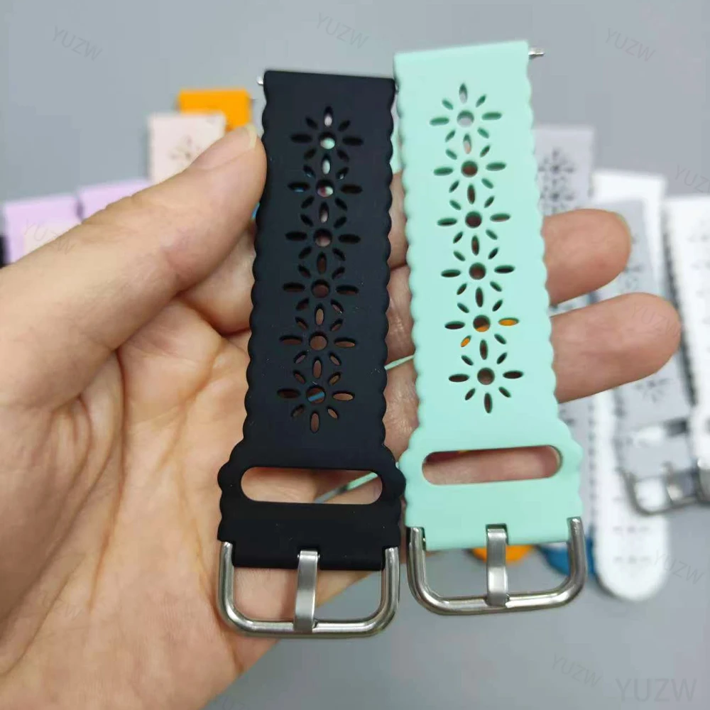 20mm 22mm hole Silicone Band for Samsung Galaxy Watch 7 6 5 4 for Huawei GT5 4 3 GT2 pro bracelet for Garmin Vivoactive 6 strap