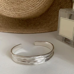 925 Sterling Silver Bracelet Punk Simple Irregular Bangle Wide Geometric For Woman Girl Fashion Jewelry Gift Dropship Wholesale