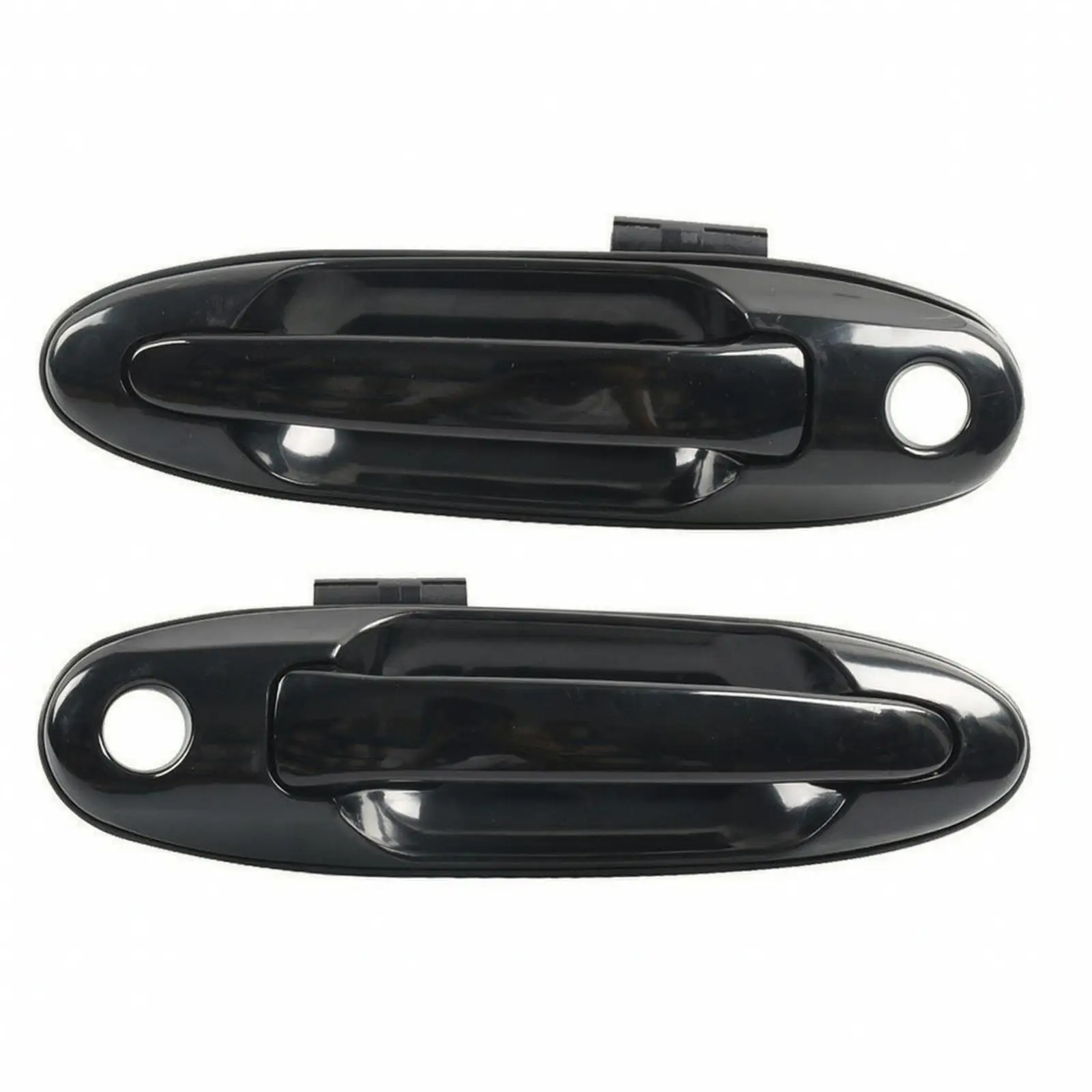 Replacement Car Door Handle Plastic Front Doors 2pc Set Smooth Glossy Black Exterior Pull for Auto Restoration