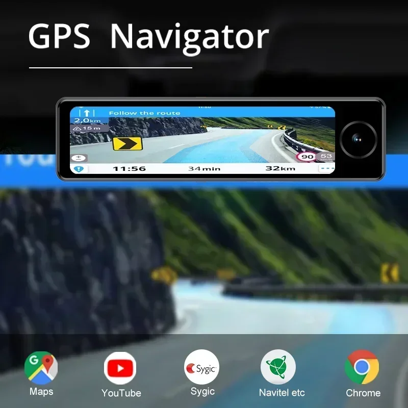 Bluavido 4G Android 10 Car Mirror Dashcam 3 Cameras GPS ADAS BSD 2G RAM+32G ROM FHD 1080P Video Recorder 24H Parking Monitor DVR