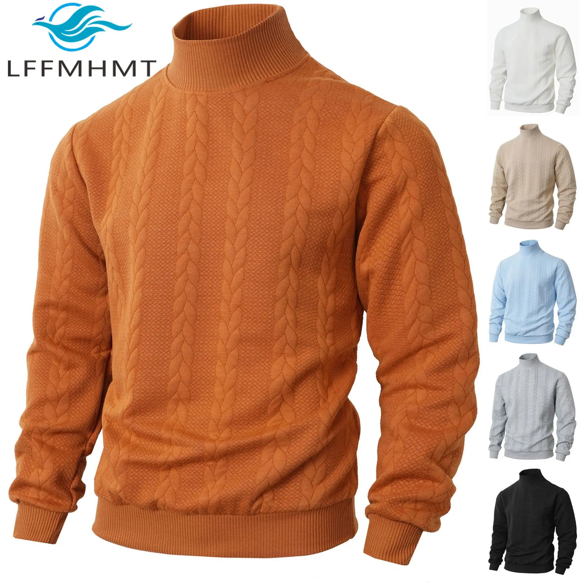 

Winter Fall Fashion Men's Sweater Solid Color Simple Basic Long Sleeve Turtleneck Knitting Dailywear Youth Trendy Pullover Tops