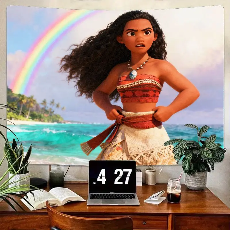 

1 шт., гобелен Моаны, принцесса Диснея, тропический пляж, Радуга, настенное искусство для детей, девочек, спальня, гостиная, декор в общежитии, подарок