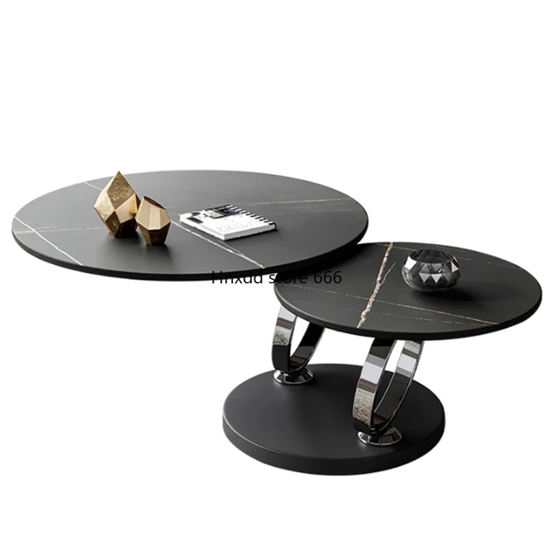 

Rotating Stone Plate Coffee Table Minimalist Living Room Apartment Light Luxury Combined Tea Table Outdoor Furniture HY50CT