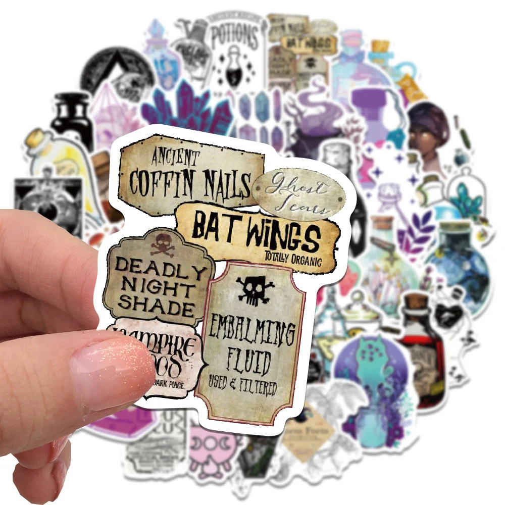 

10/30/50pcs Gothic Apothecary Potion Cartoon Stickers Waterproof Graffiti DIY Skateboard Phone Luggage Cool Halloween Decals Toy