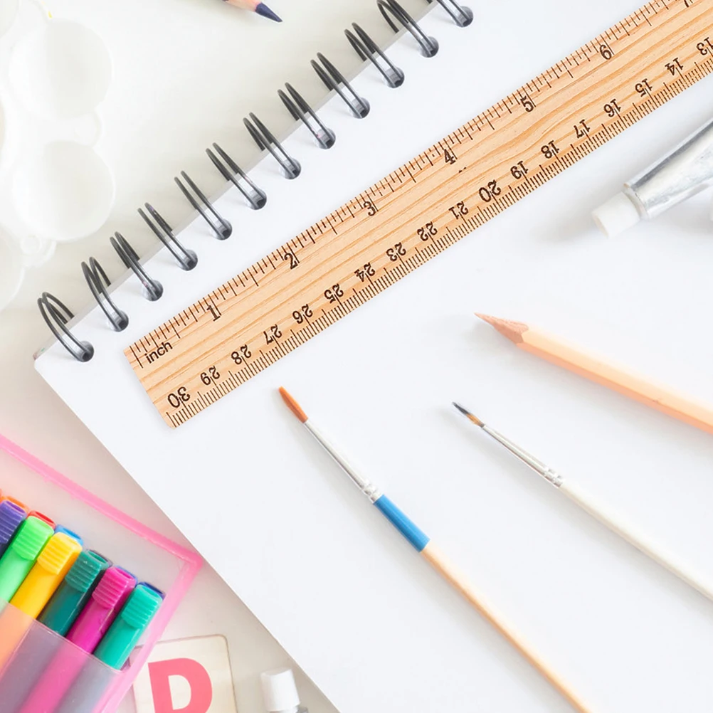 36 قطعة 12 بوصة 30 سنتيمتر خشبية مسطرة مستقيمة الخشب الطبيعي المزدوج مقياس متري الهندسة أداة قياس للمدرسة