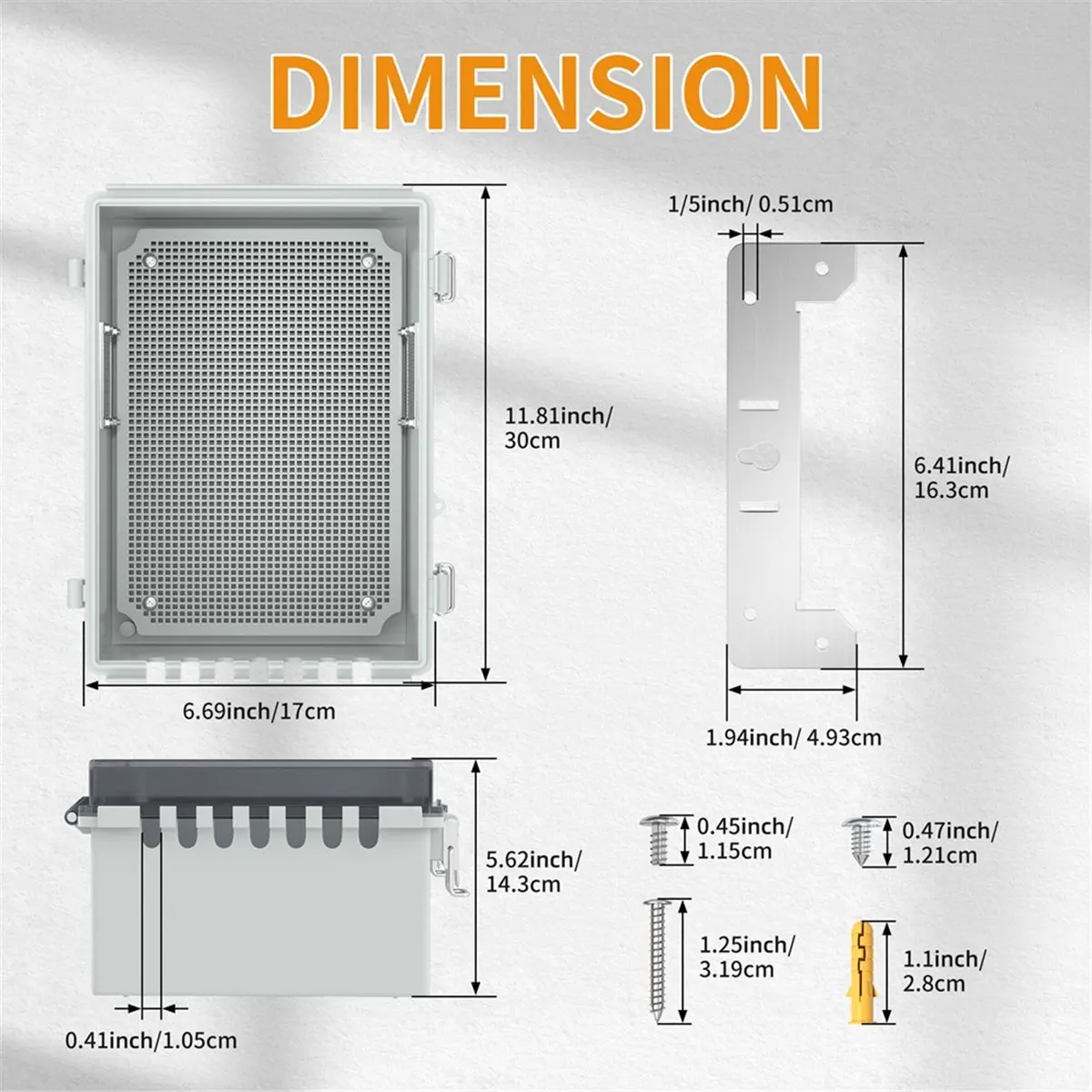 Fits for Outdoor Plastic Waterproof Distribution Box with U-Shaped Hole Outdoor Hinge Power Box Outdoor Waterproof Junction Box