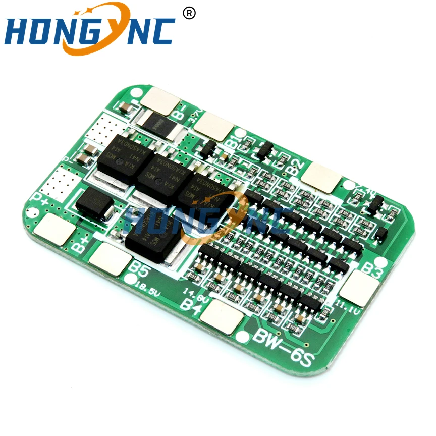 6S 15A 24V PCB BMS Protection Board For 6 Pack 18650 Li-ion Lithium Battery Cell Module