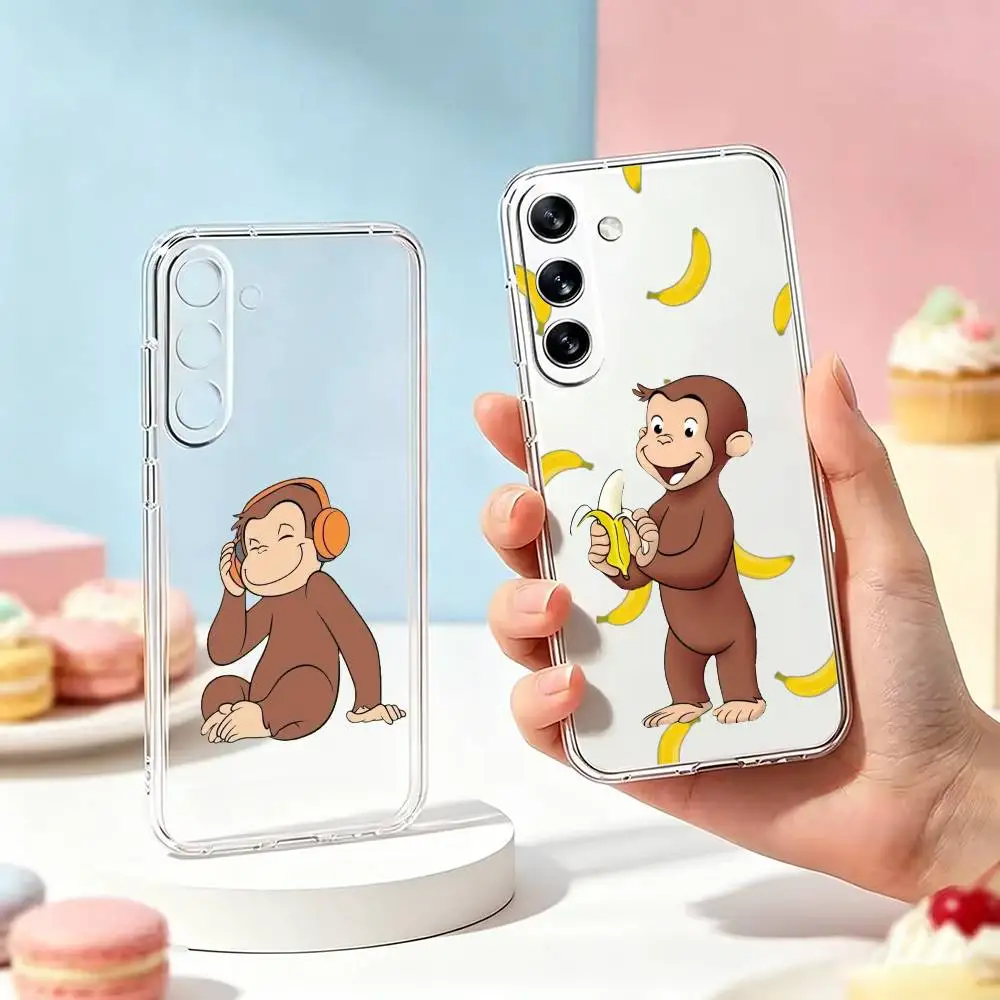 Cute Mokey GeorGes C-Curious Phone Case For SamsungA10,12,20,21S,30,31,40,50,51,52,70,71 Transparent Cover