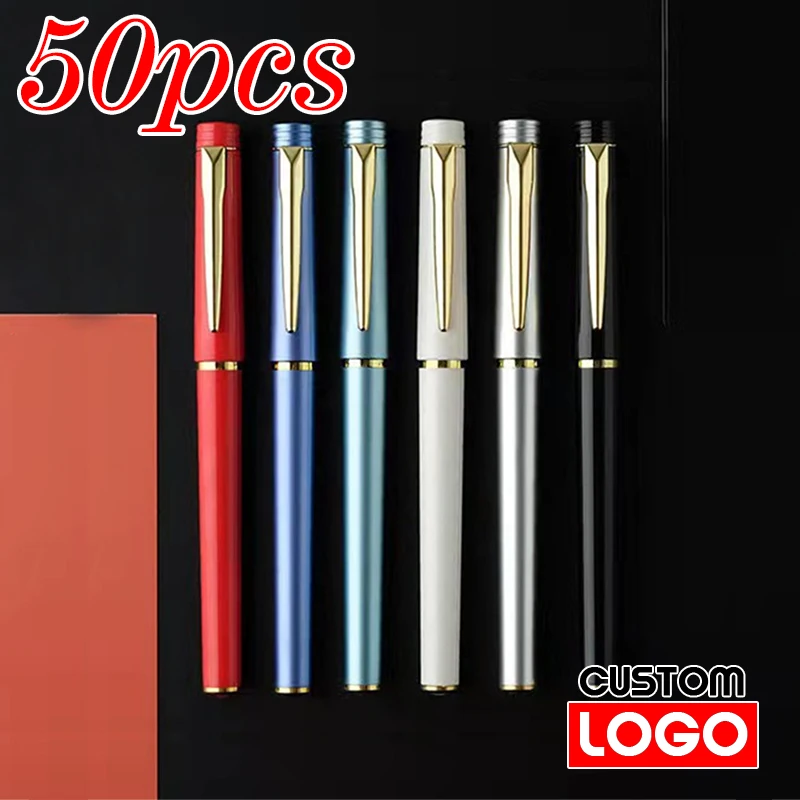 50pcs Advertising Pen Custom Logo High-end Business Signature Pen Gel Pen Gift Promotion Lettering Engraved Name Wholesale