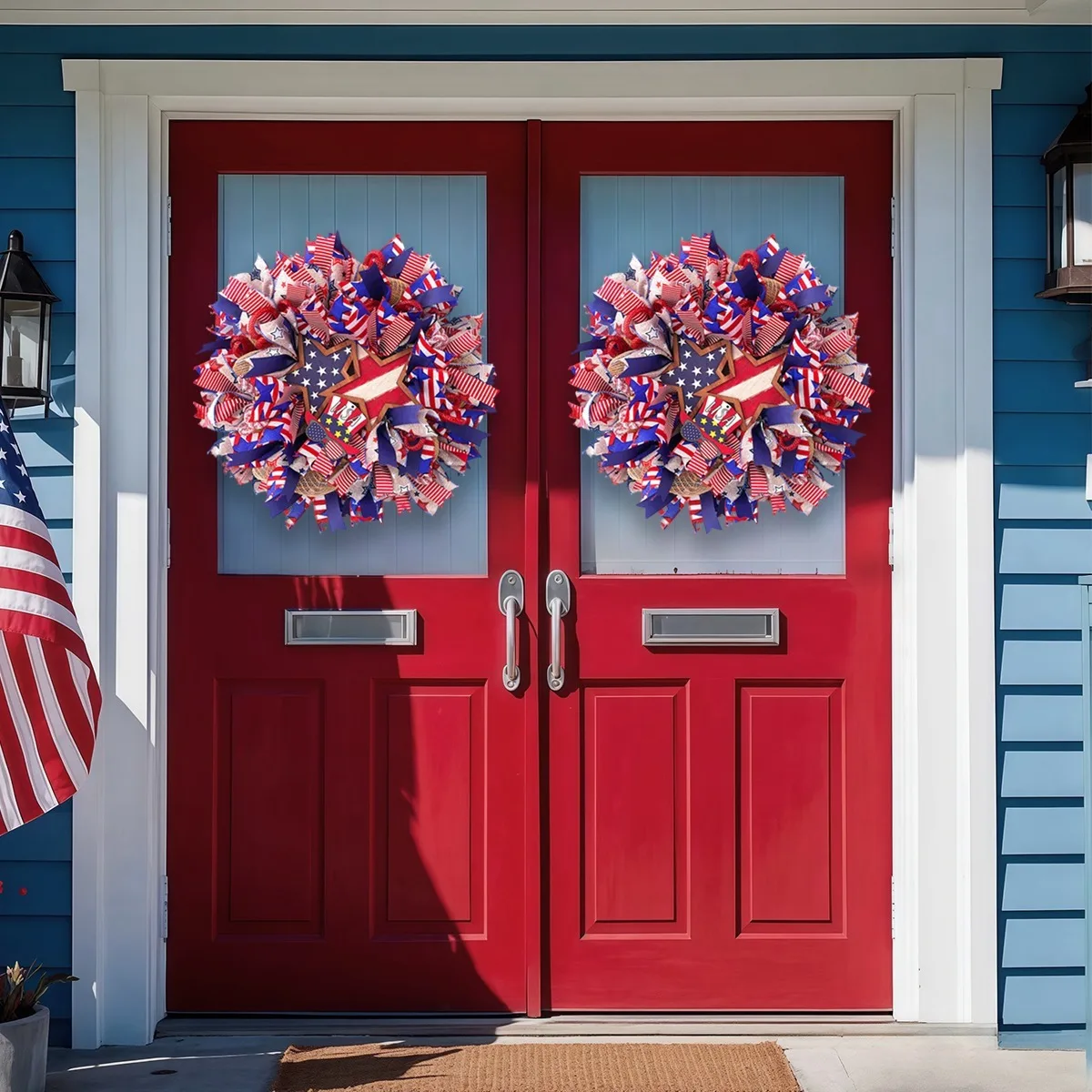 

American Independence Day Wreath Handmade Home Decor, July 4Th Wreath Patriotic Wreath, 15.75in Handcrafted Memorial Day