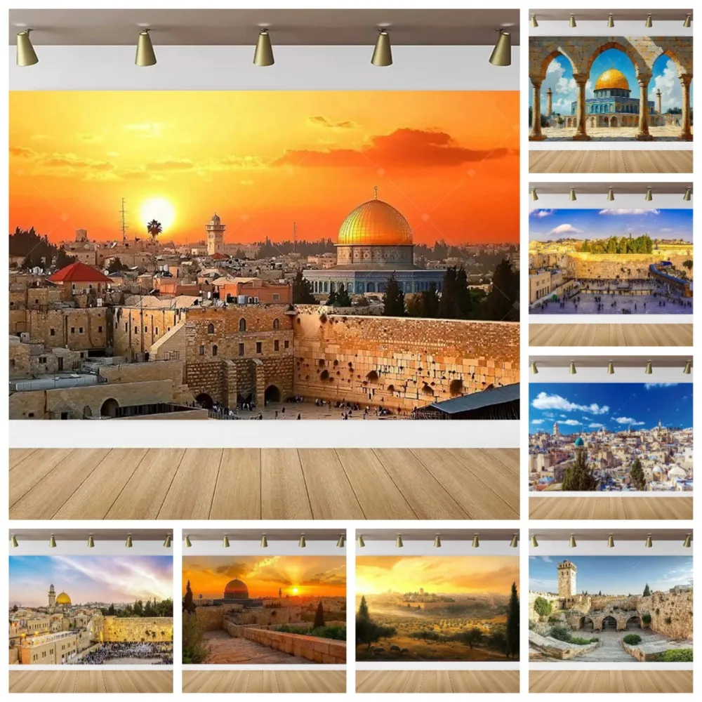 

Jewish New Year Western Wall Temple Ancient City Wall Landscape Background, Religious Art Party Decoration Photography Backdrop