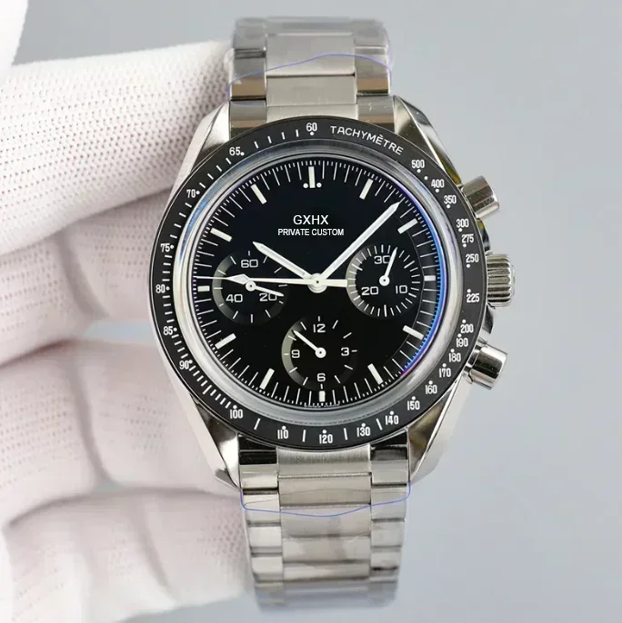 ساعة كوارتز كرونوغراف VK63 فاخرة للرجال من الفولاذ المقاوم للصدأ باللون الذهبي الوردي والجلد باللون الأخضر