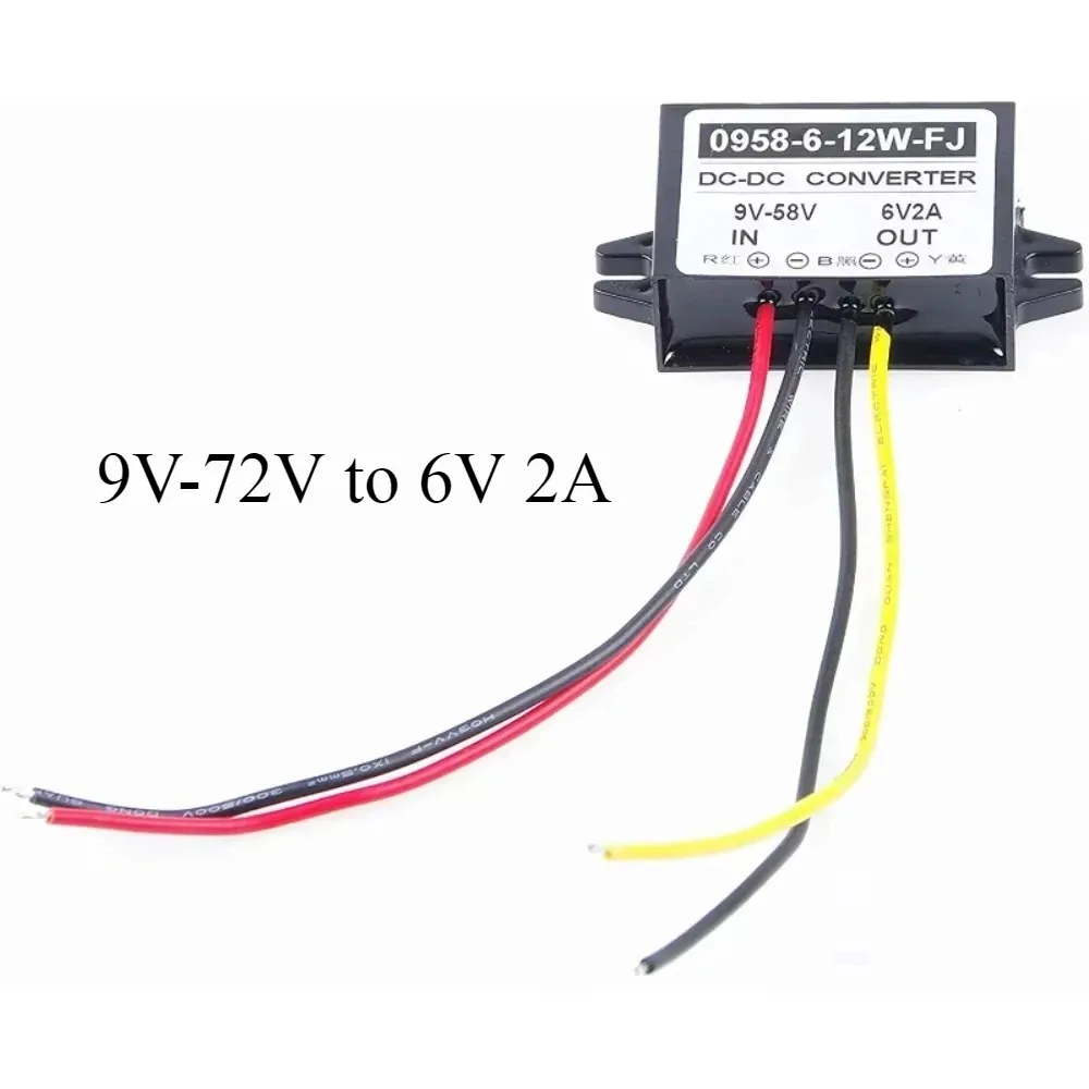 DC 12V 24V 36V 48V 9V-58V Konvertieren zu 6V 2A 12W Schritt Unten auto wechselrichter Wasserdichte Power adapter Buck Spannung konverter