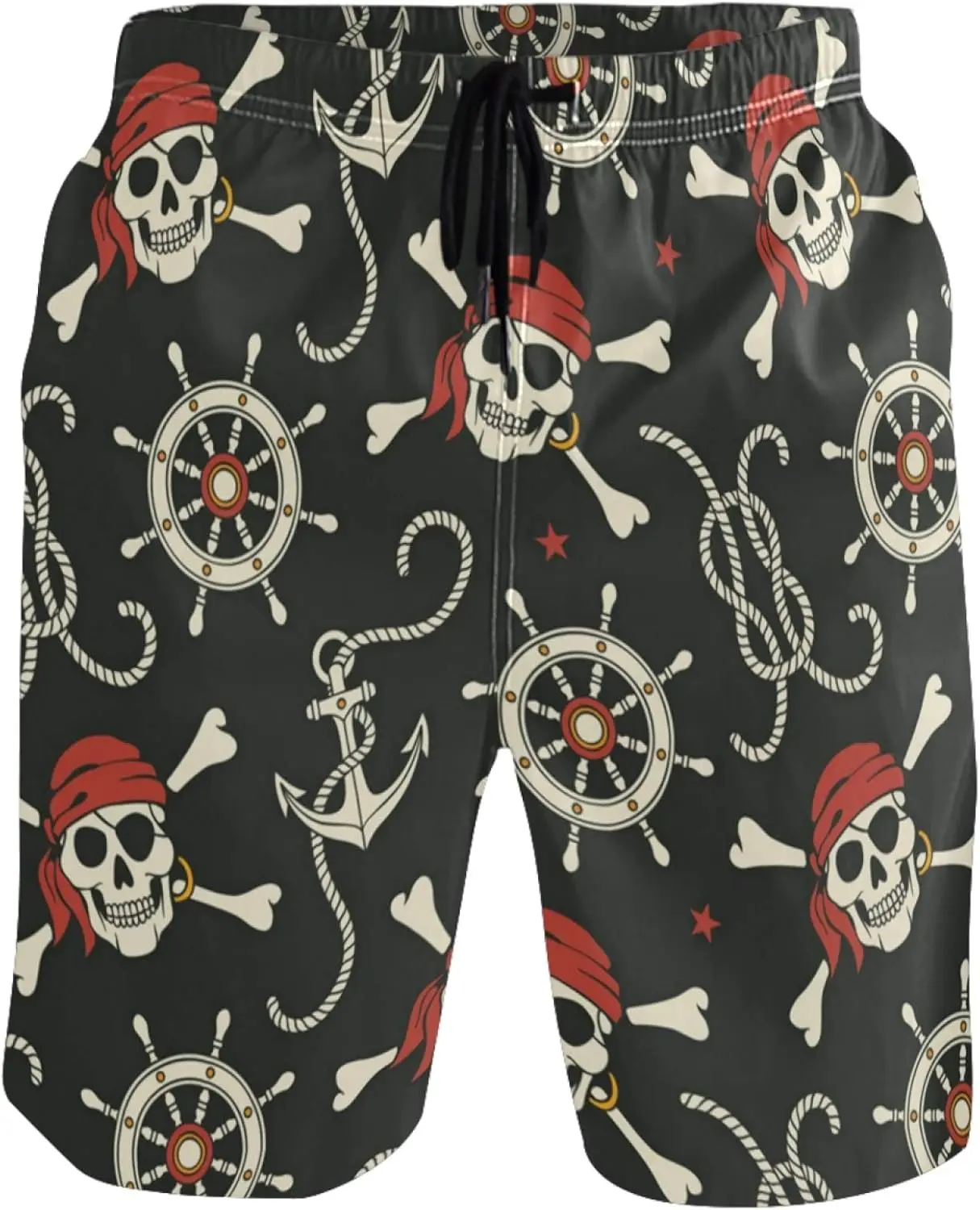 

Мужские пляжные шорты в стиле пиратского якоря, быстросохнущие повседневные шорты для плавания из полиэстера с карманами