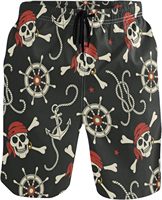 Pirate Anchor Style Men's Beach Shorts Swim Trunks Quick Dry Casual Polyester Swim Shorts with Pockets