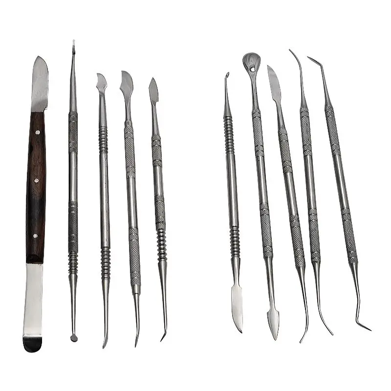 10pcs/set Dental Wax Carving Tool Stainless Steel Sculpture Instrument Versatile Kit Dental Lab Equipment