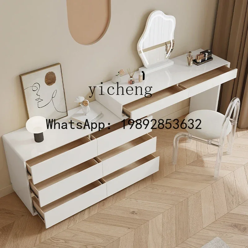 Solid Wood Dressing Table and Chest of Drawers Integrated Storage Cabinet Desk Simple Extendable Makeup Table